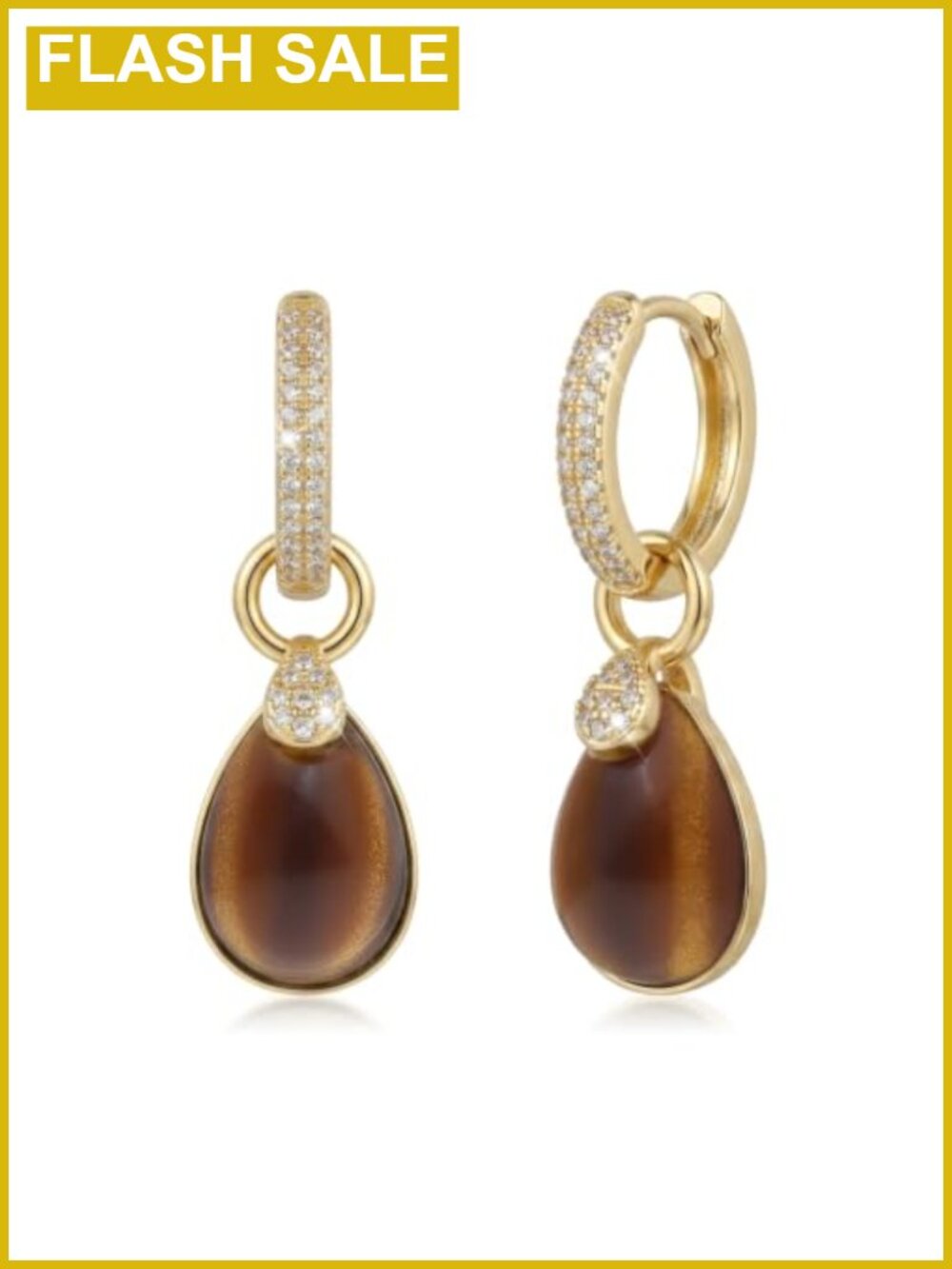 Gold Plated Cubic Zirconia Dangle Hoop Earrings Micro Pave Women Jewelry